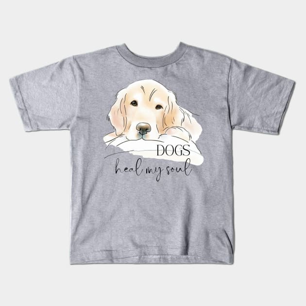DOGS Heal my Soul - Golden Retriever Kids T-Shirt by ZogDog Pro